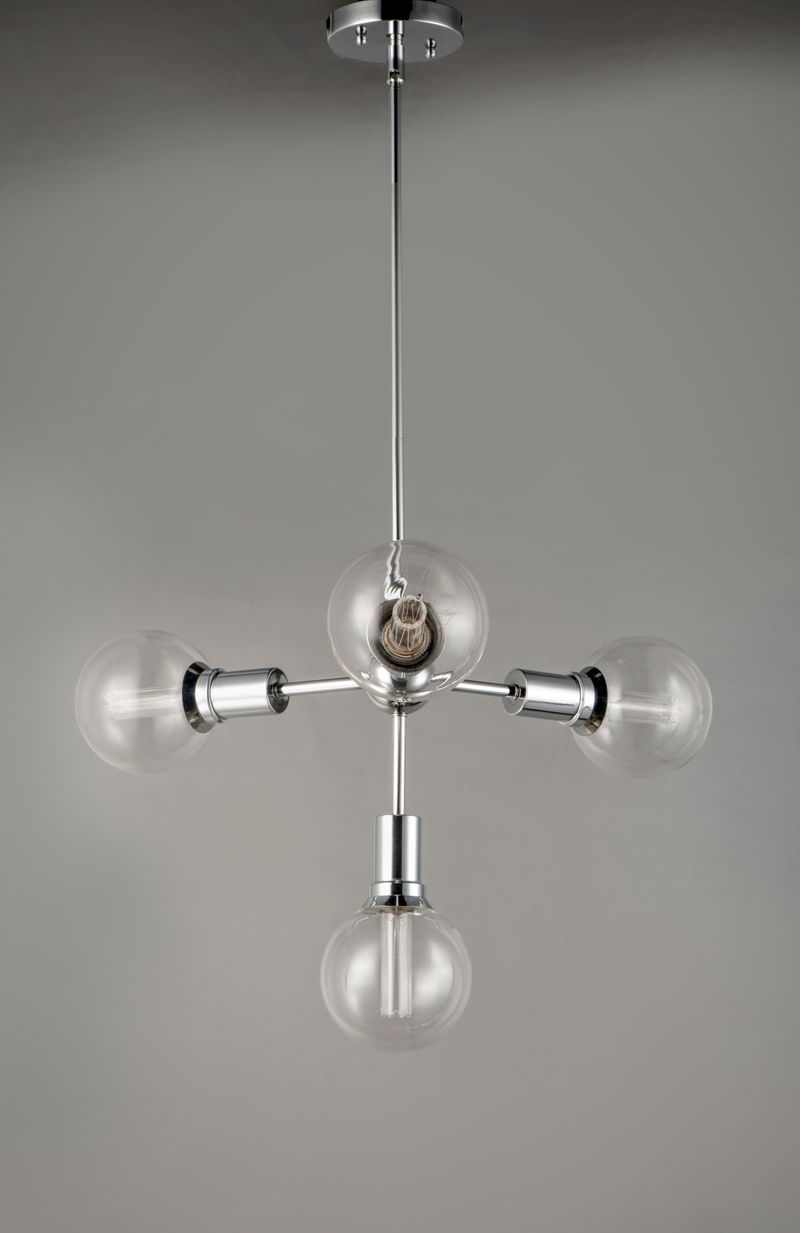 Molecule 24' 4 Light Linear Pendant Chandelier in Polished Chrome