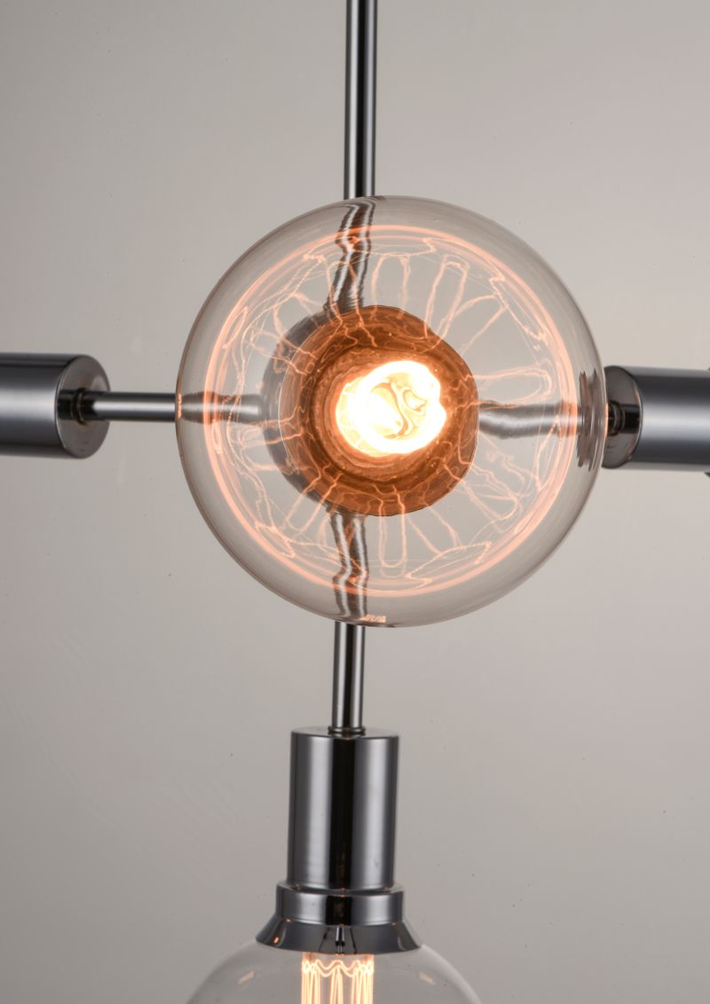Molecule 24' 4 Light Linear Pendant Chandelier in Polished Chrome