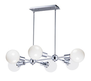 Molecule 25' 6 Light Linear Pendant Chandelier in Polished Chrome