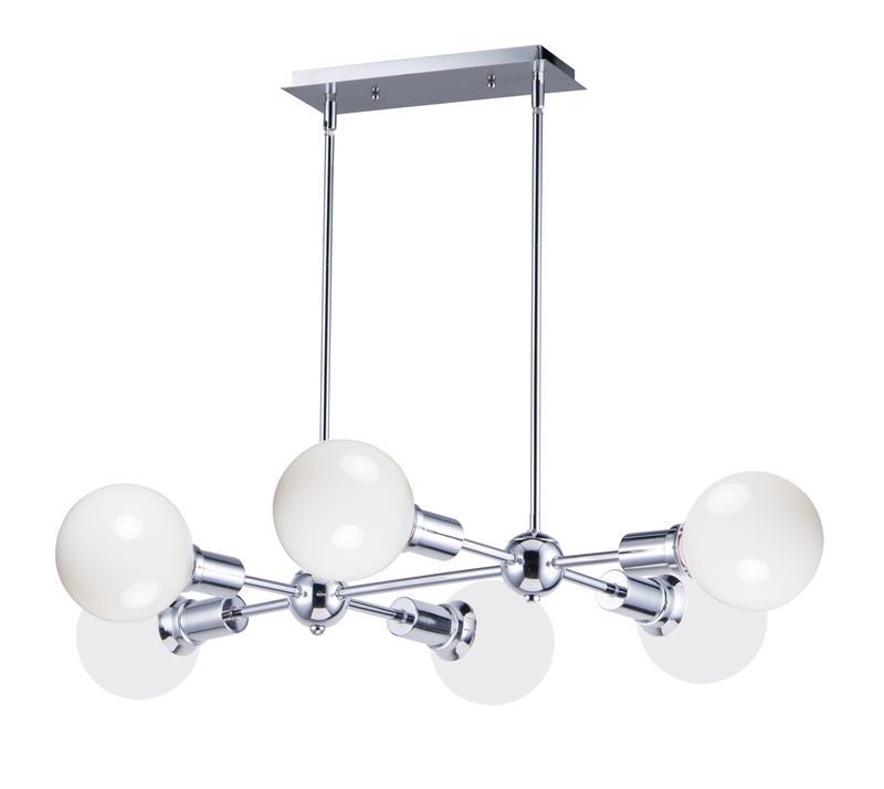 Molecule 25' 6 Light Linear Pendant Chandelier in Polished Chrome