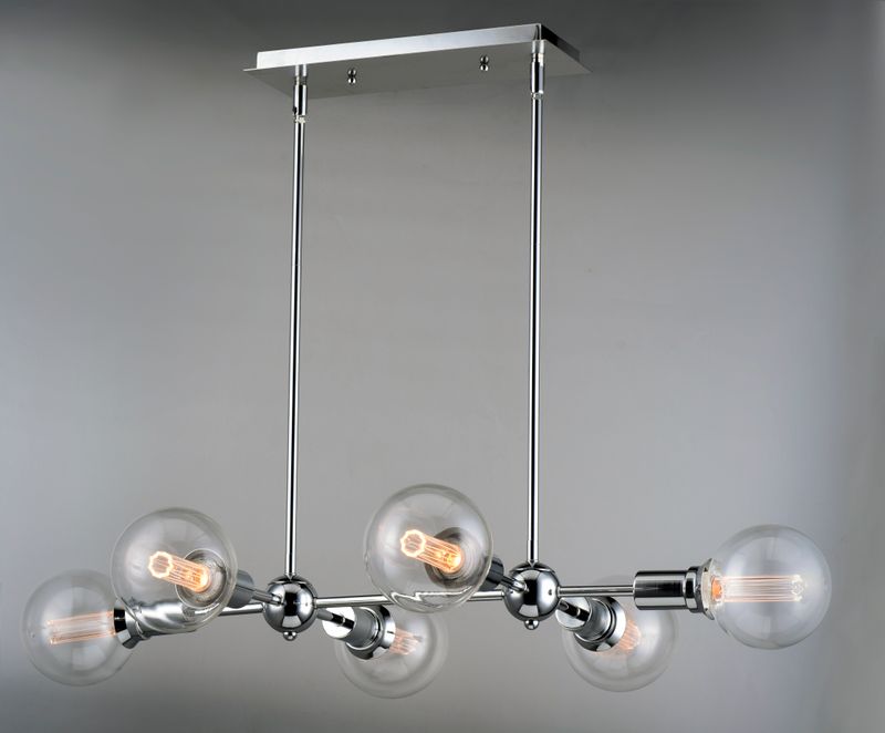 Molecule 25' 6 Light Linear Pendant Chandelier in Polished Chrome