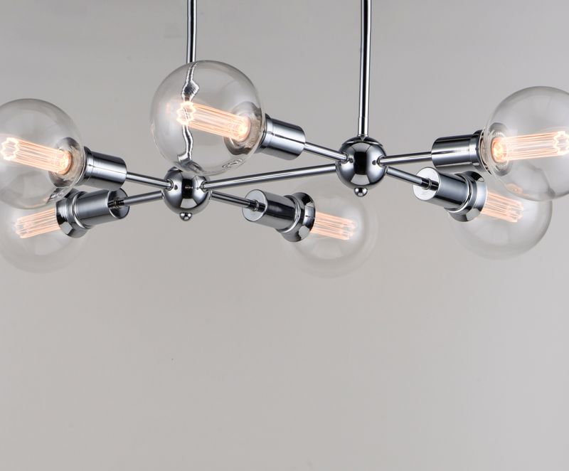 Molecule 25' 6 Light Linear Pendant Chandelier in Polished Chrome