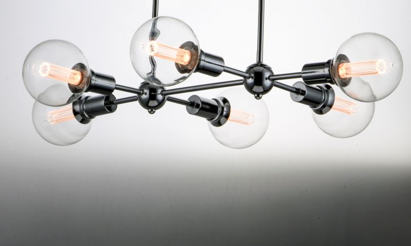 Molecule 25' 6 Light Linear Pendant Chandelier in Polished Chrome