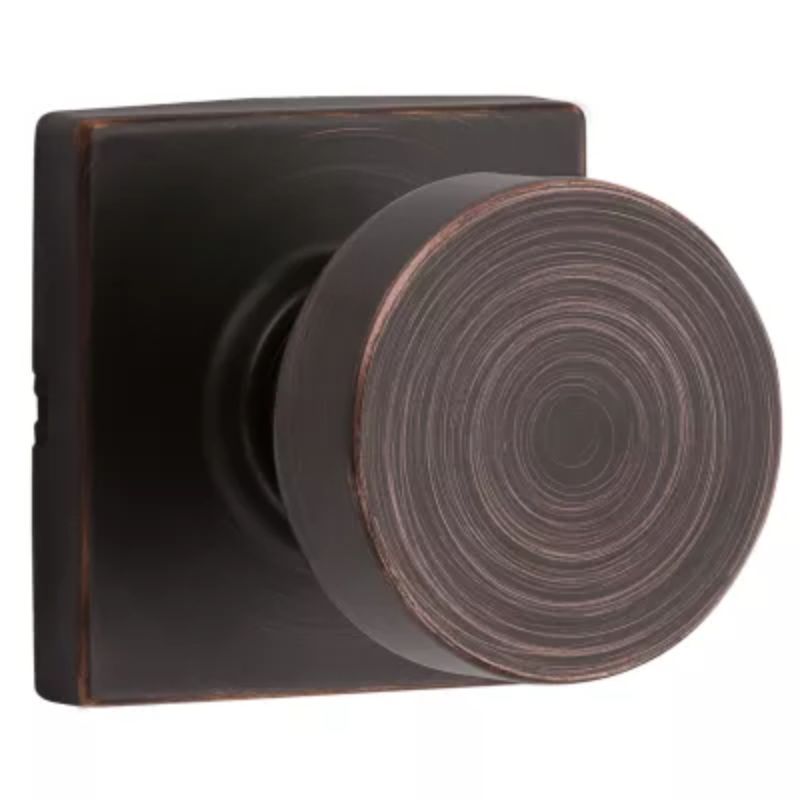 Pismo Square Passage Door Knob in Venetian Bronze - 6 Way Adjustable Latch