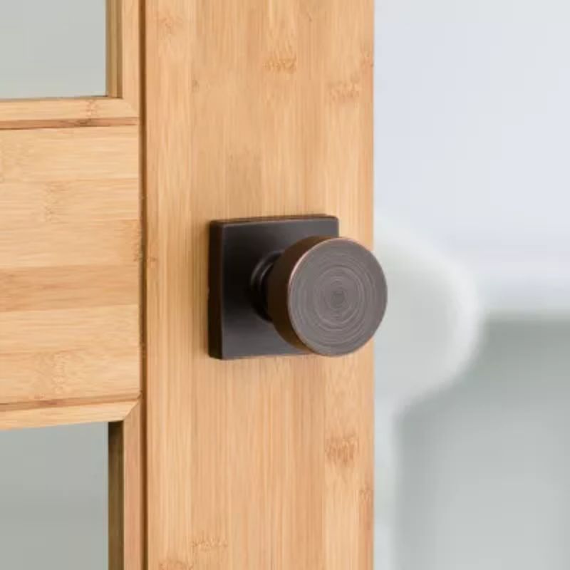 Pismo Square Passage Door Knob in Venetian Bronze - 6 Way Adjustable Latch