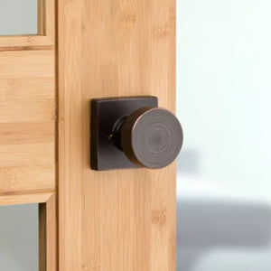 Pismo Square Passage Door Knob in Venetian Bronze - 6 Way Adjustable Latch
