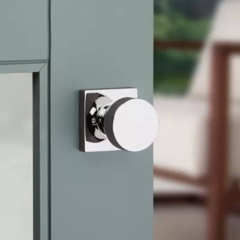 Pismo Square Passage Door Knob in Polished Chrome - 6 Way Adjustable Latch