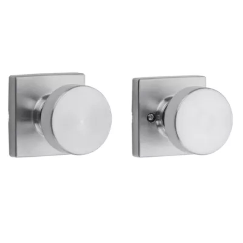 Pismo Square Passage Door Knob in Satin Chrome - 6 Way Adjustable Latch