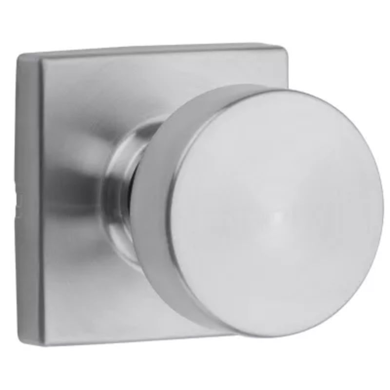 Pismo Square Passage Door Knob in Satin Chrome - 6 Way Adjustable Latch