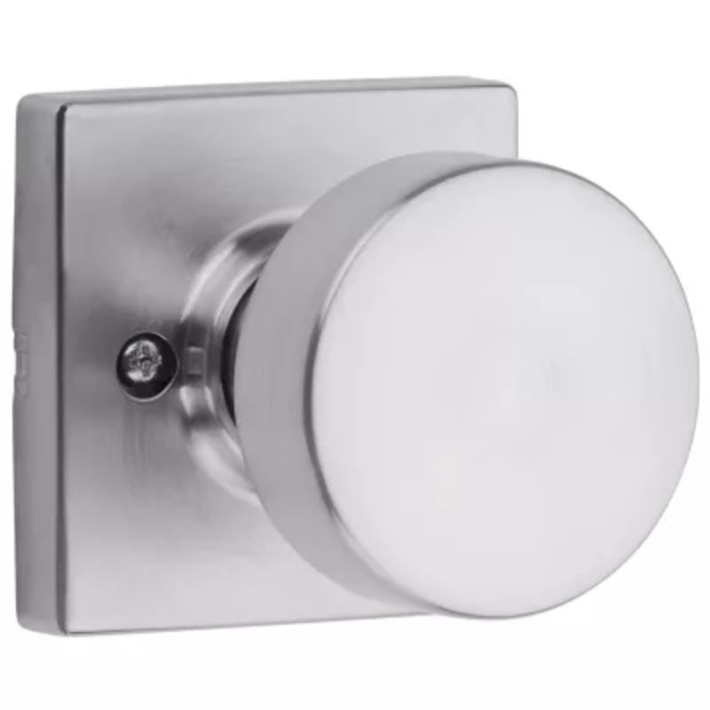 Pismo Square Passage Door Knob in Satin Chrome - 6 Way Adjustable Latch