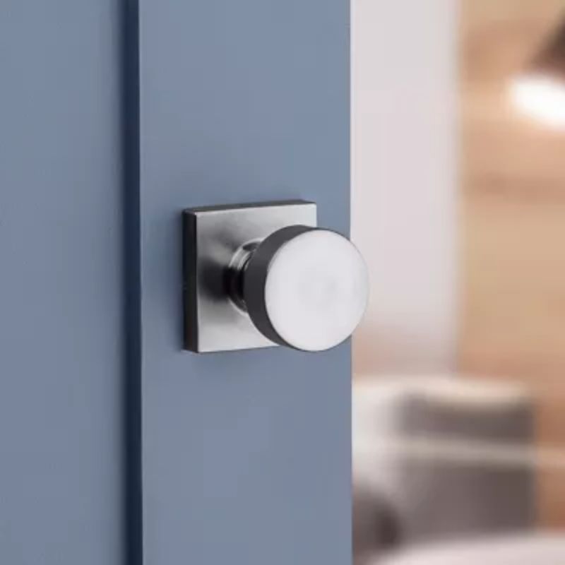 Pismo Square Passage Door Knob in Satin Chrome - 6 Way Adjustable Latch