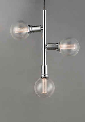 Molecule 17' 3 Light Single Pendant in Polished Chrome