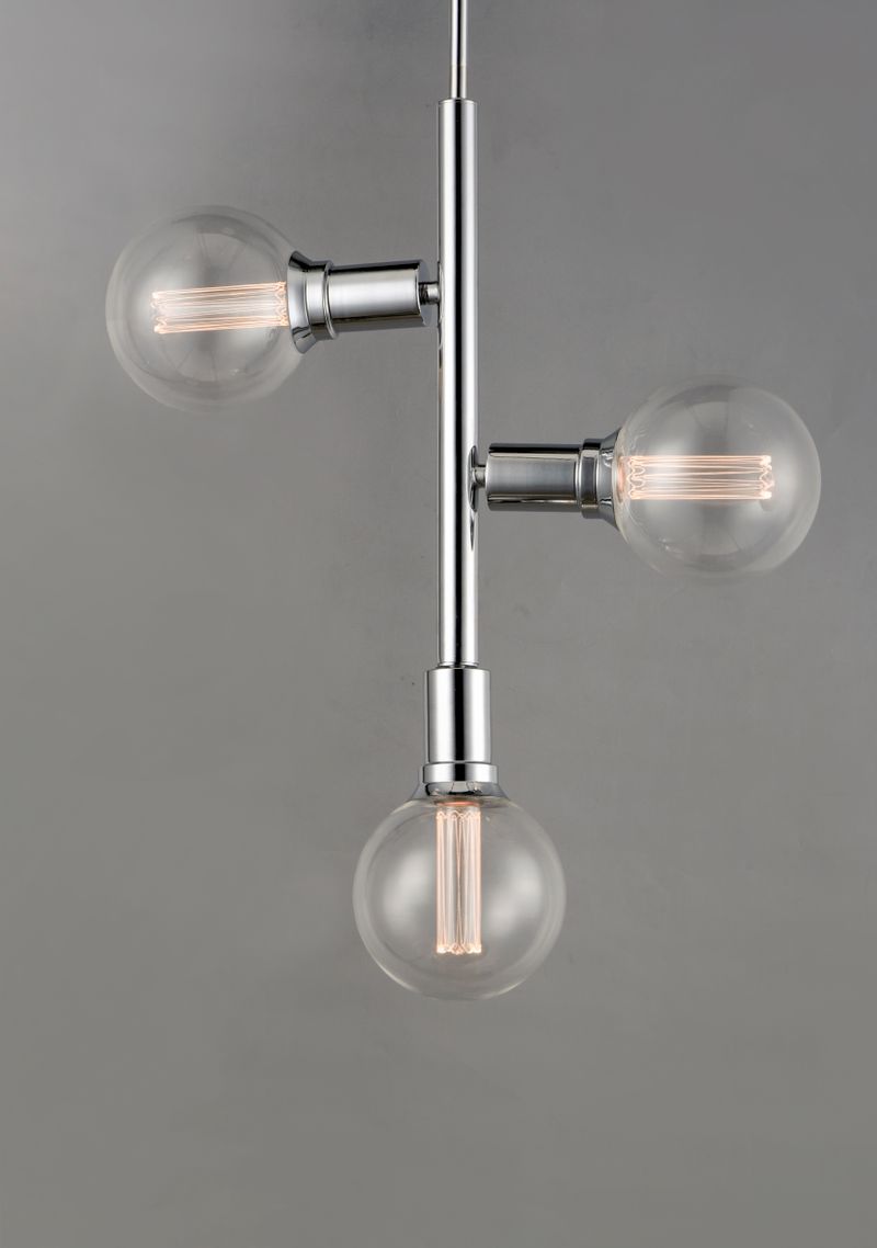 Molecule 17' 3 Light Single Pendant in Polished Chrome