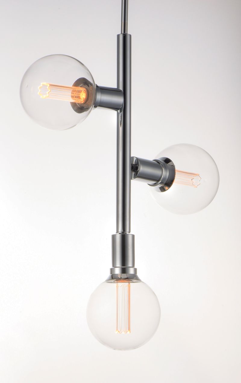 Molecule 17' 3 Light Single Pendant in Polished Chrome