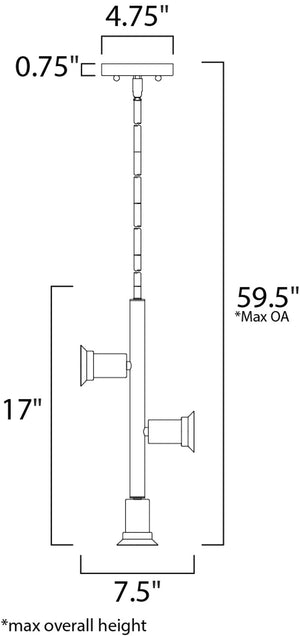 Molecule 17' 3 Light Single Pendant in Polished Chrome