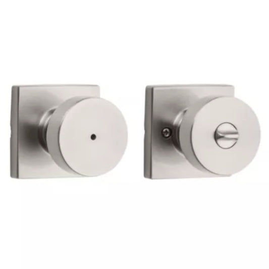 Pismo Square Privacy Door Knob in Satin Nickel - 6 Way Adjustable Latch