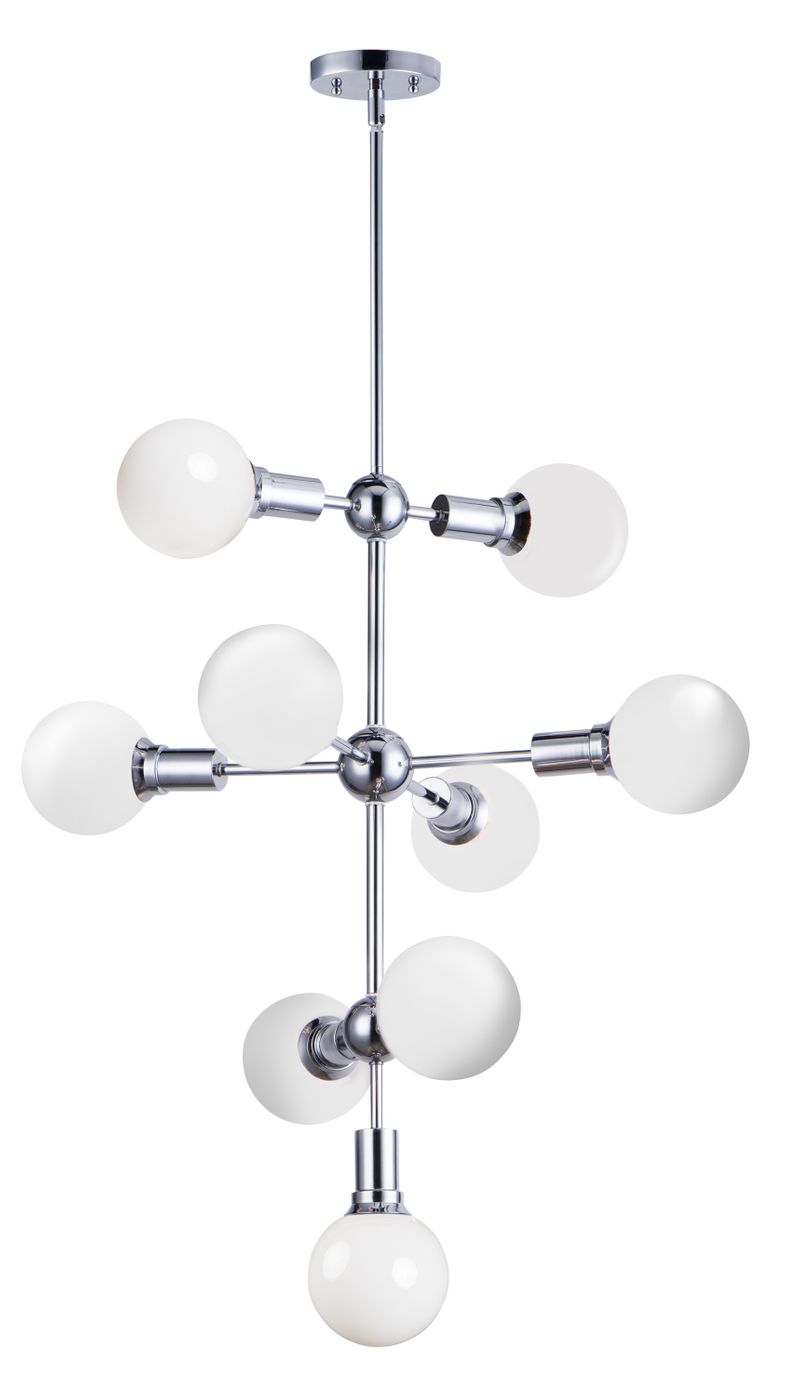 Molecule 27' 9 Light Linear Pendant Chandelier in Polished Chrome
