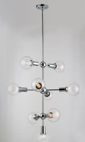 Molecule 27' 9 Light Linear Pendant Chandelier in Polished Chrome