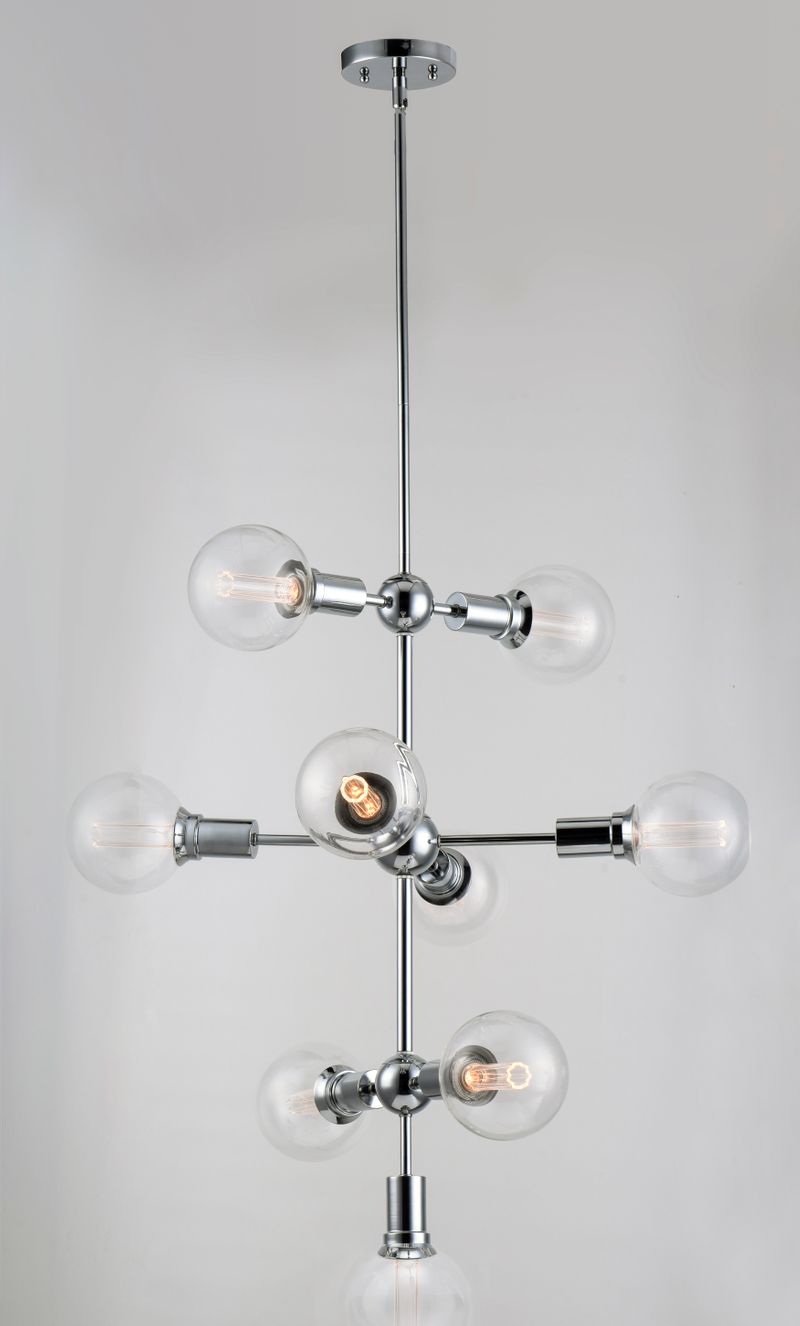 Molecule 27' 9 Light Linear Pendant Chandelier in Polished Chrome
