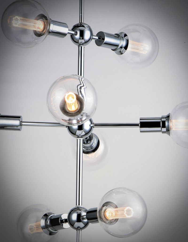 Molecule 27' 9 Light Linear Pendant Chandelier in Polished Chrome