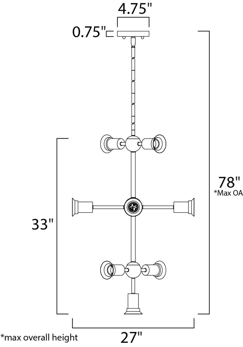 Molecule 27' 9 Light Linear Pendant Chandelier in Polished Chrome