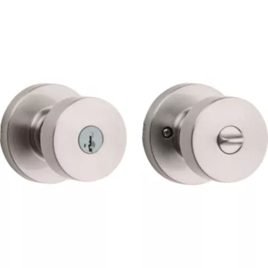 Pismo Round Keyed Entry SmartKey Door Knob in Satin Nickel - 6 Way Adjustable Latch