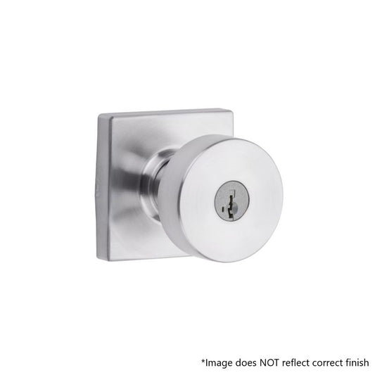 Pismo Square Keyed Entry SmartKey Door Knob in Polished Chrome - 6 Way Adjustable Latch