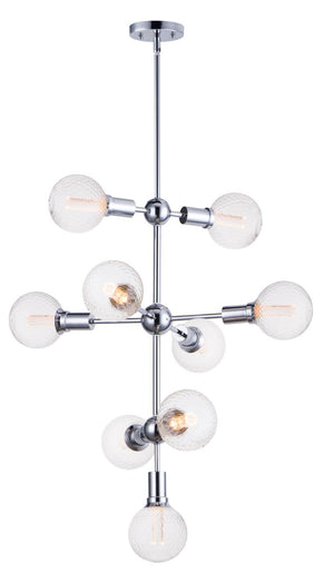 Molecule 27' x 33' Polished Chrome Chandelier with 9 Lights - (Prism Glass Finish)
