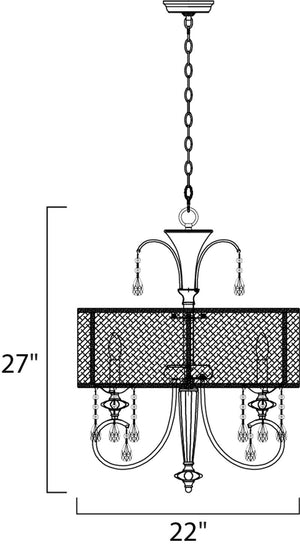Montgomery 22' 4 Light Single Pendant in Polished Nickel