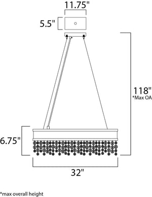 Mystic 12' 22 Light Linear Pendant in Bronze