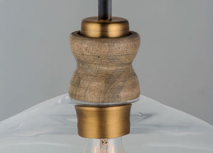 Nelson 16' Single Light Pendant in Weathered Oak and Antique Brass