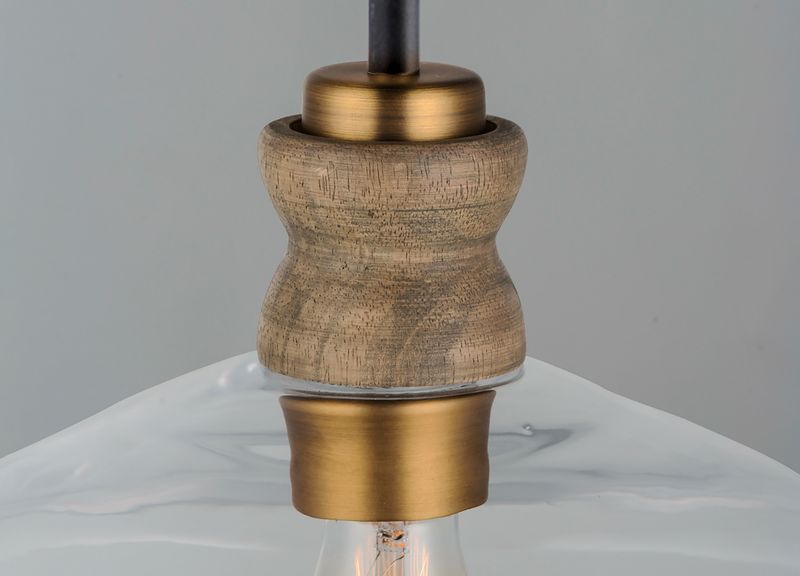 Nelson 16' Single Light Pendant in Weathered Oak and Antique Brass