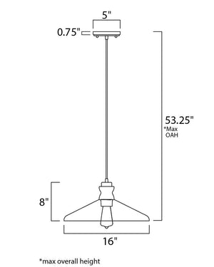 Nelson 16' Single Light Pendant in Weathered Oak and Antique Brass