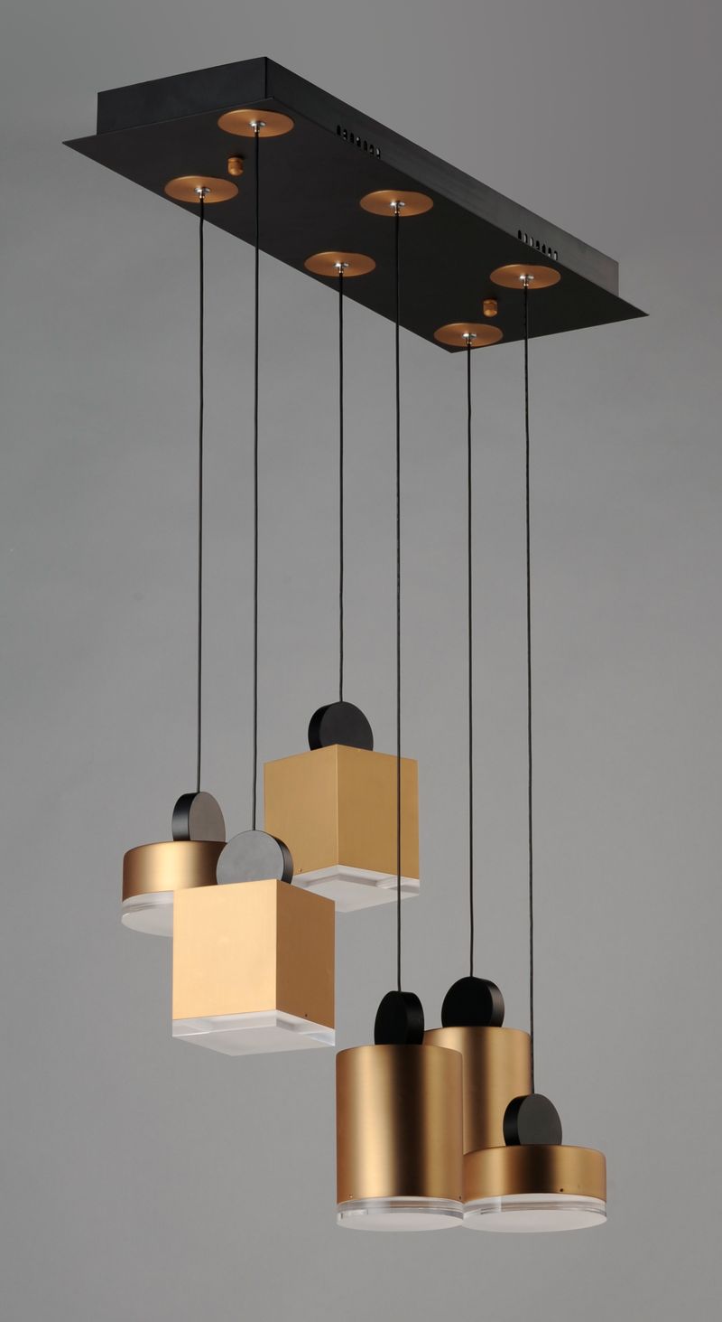 Nob 24.5' 6 Light Linear Pendant in Black and Gold