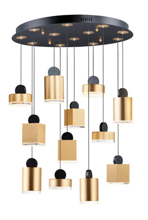 Nob 26.5' 12 Light Multi-Light Pendant in Black and Gold