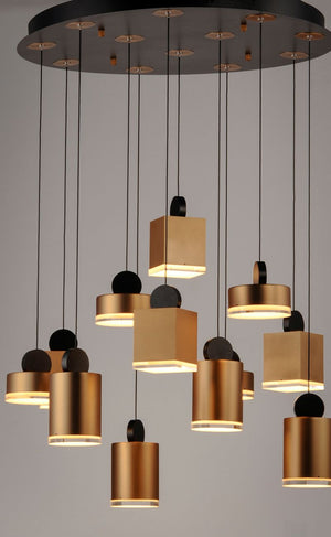 Nob 26.5' 12 Light Multi-Light Pendant in Black and Gold