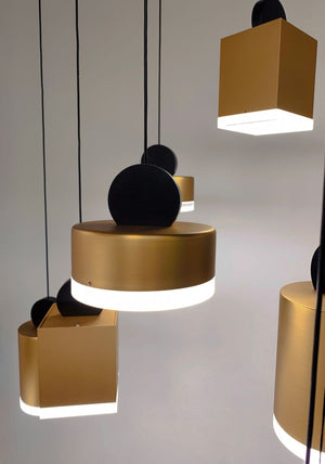 Nob 26.5' 12 Light Multi-Light Pendant in Black and Gold