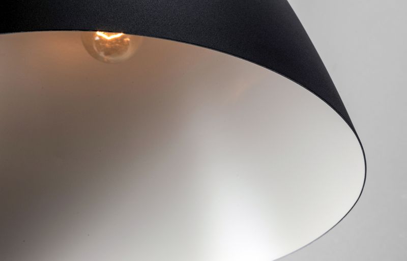 Nordic 19' Single Light Pendant in Tan Leather and Black
