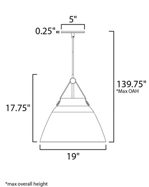 Nordic 19' Single Light Pendant in Tan Leather and White
