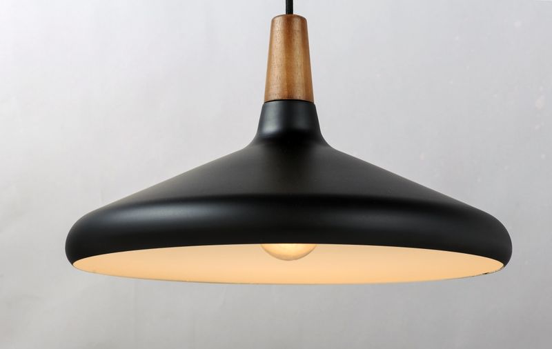 Nordic 15.25' Single Light Pendant in Walnut Black