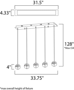 Orb 4' 5 Light Linear Pendant in Polished Chrome