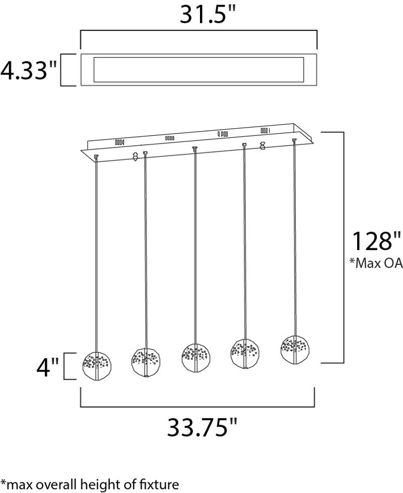 Orb 4' 5 Light Linear Pendant in Polished Chrome
