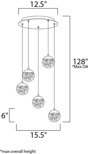 Orb II 15.5' 5 Light Multi-Light Pendant in Polished Chrome