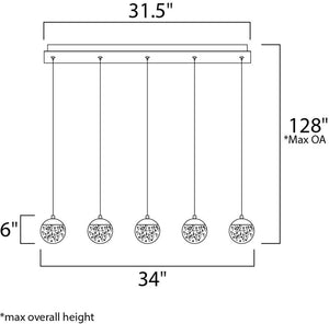 Orb II 7' 5 Light Multi-Light Pendant in Polished Chrome