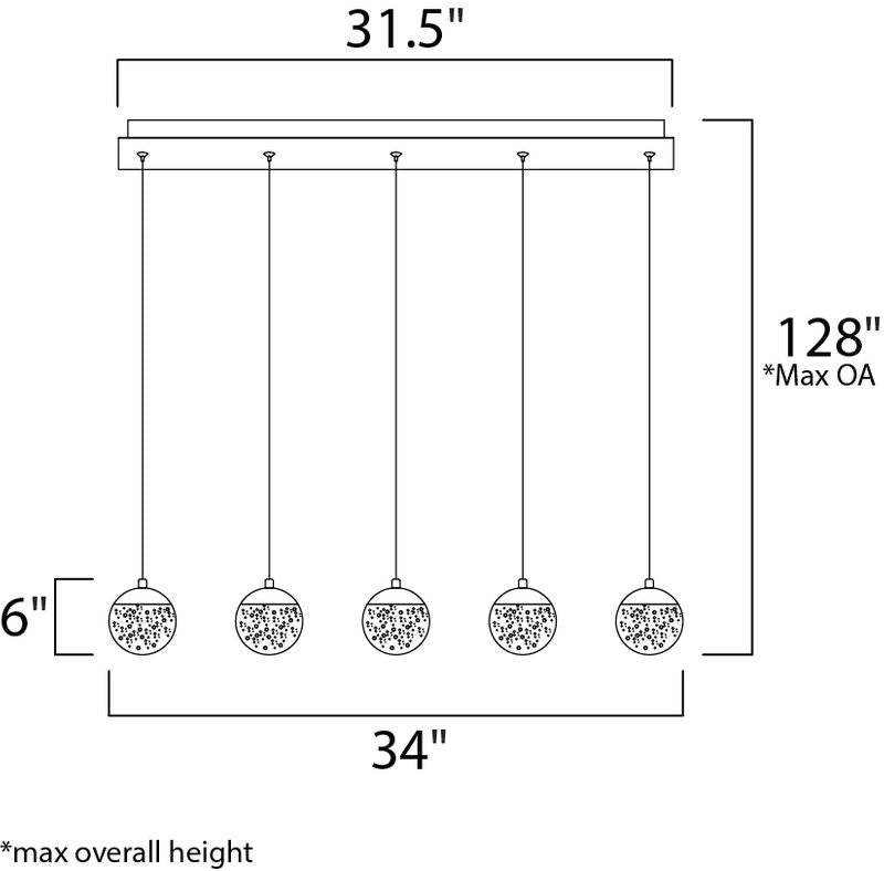Orb II 7' 5 Light Multi-Light Pendant in Polished Chrome
