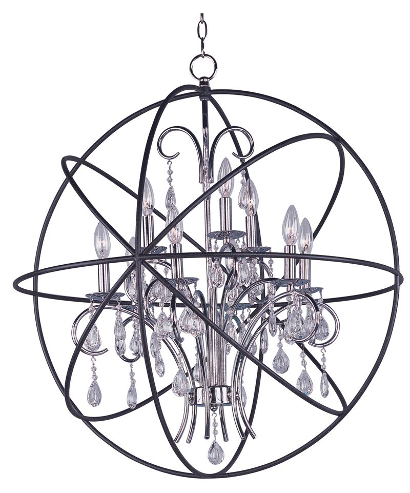 Orbit 30' 9 Light Single-Tier Chandelier in Anthracite and Polished Nickel
