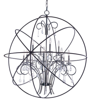 Orbit 40' 12 Light Single-Tier Chandelier in Anthracite and Polished Nickel