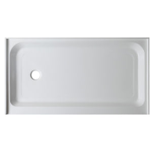 Tier 60' x 32' x 5.5' Left Drain Acrylic Shower Base in Glossy White