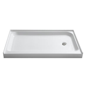 Tier 60' x 36' x 5.5' Left Drain Acrylic Shower Base in Glossy White