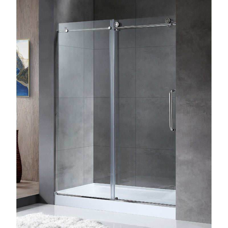 Madam 48' Tempered Glass Frameless Sliding Shower Door in Polished Chrome